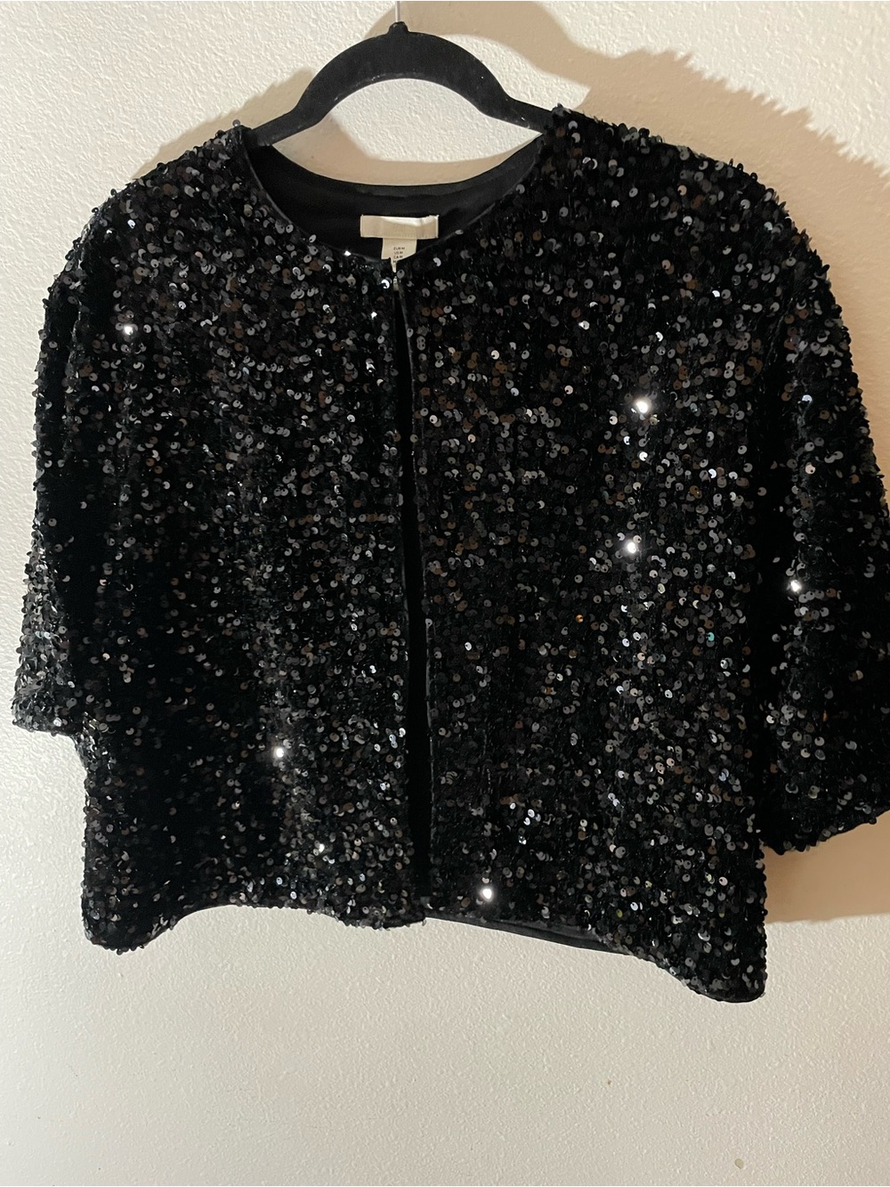 H&M Black Sequin Cropped Shrug